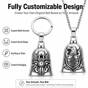 Porte-clés Pendentif <span class=keywords><strong>Moto</strong></span> Personnalisé avec Logo 3D en Relief, en Acier Inoxydable, Clochette de Protection pour Motard, Cadeau Accessoire - Product Image 3