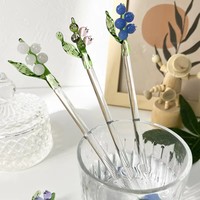 Cuillère à mélanger en verre artisanale avec décor fleur de muguet, cuillère à café et à thé, ornement, cadeau, vente en gros