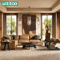 Ensemble de canapés en tissu rembourré tendance pour salon, avec structure en bois massif et coussins doux personnalisables pour villa, appartement, maison