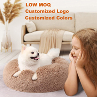 peluche chien lit doux fausse longue fourrure écologique confortable beignet lit pour animaux de compagnie pour chat lavable