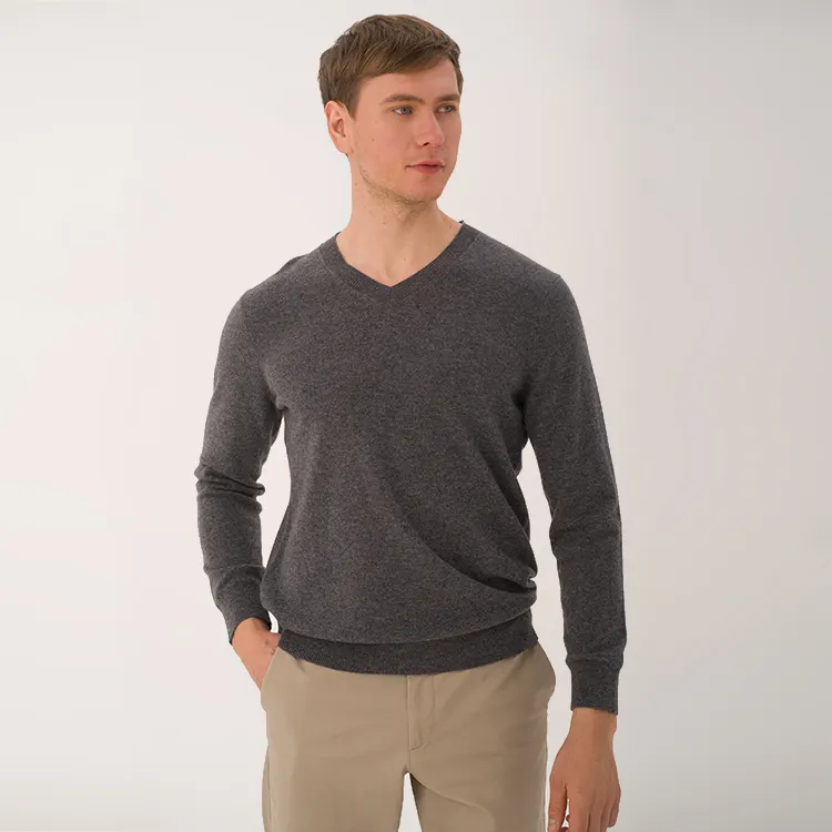 Maglioni Pullover lavorati a maglia maglia a coste produttore Teen maglione con scollo a v uomo maglione 100% Cashmere