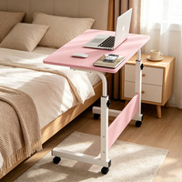 Bureau d'ordinateur mobile multifonctionnel en métal à roulettes, réglable en hauteur, avec interface USB, idéal pour dortoir et maison