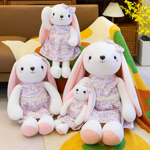 Peluche Coniglio dalle Orecchie Lunghe con Gonna Floreale, Morbido Regalo di Pasqua, Cuscino in Cotone PP, Giocattolo Coniglio Bianco Kawaii Calmante OEM ODM - Product Image 2