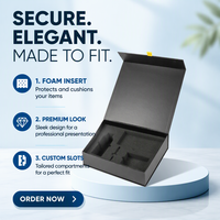 Boîte rigide de luxe noire à fermeture magnétique en forme de livre, avec plateau en mousse EVA découpé sur mesure, emballage cadeau pour outils et gadgets