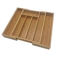 Organisateur de tiroir de cuisine rétractable en bambou, style nordique, pour rangement de couteaux et fourchettes, idéal pour la vente en gros transfrontalière