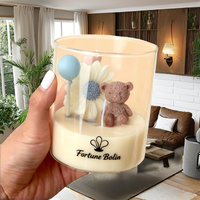 Mini Bougies Votives Ours en Peluche en Cire de Soja, Luxe Artisanal, Aromathérapie, Biodégradables, Longue Durée, Mignonnes, Fête des Pères, Noël, Diwali