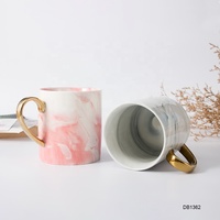 Mug à café en céramique de porcelaine de 14 oz avec poignée dorée et texture marbrée, couleur personnalisée, design portable - Coffret cadeau pour la rentrée scolaire