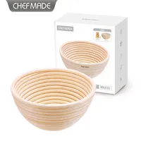 CHEFMADE WK9761 Home Bakers 3 Buah Set Premium 6.5 Inci Adonan Bulat Keranjang Tahan Roti dengan Kain Liner Linen