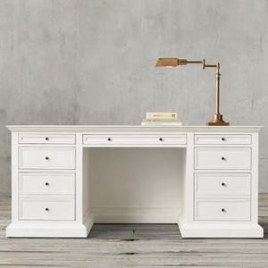 RH American Country Retro Style Escritorio de computadora de madera maciza Acabado de roble blanco personalizado Muebles americanos simples de inspiración francesa para - Product Image 4