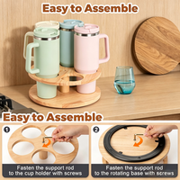 Organisateur de bouteilles d'eau pour gobelets Stanley, 360 °   Organisateur rotatif en bois pour gobelets, support pour gobelets Stanley pour rangement dans l'armoire