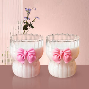 Mug en verre borosilicate personnalisable en gros, 300 ml, rose, design nœud tridimensionnel, fait main, minimaliste, résistant à la chaleur - Product Image 2