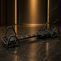 Máquina de Pilates Reformer Compacta, Entrenador de Resistencia de Cuerpo Completo con Carro Deslizante y Agarraderas Múltiples