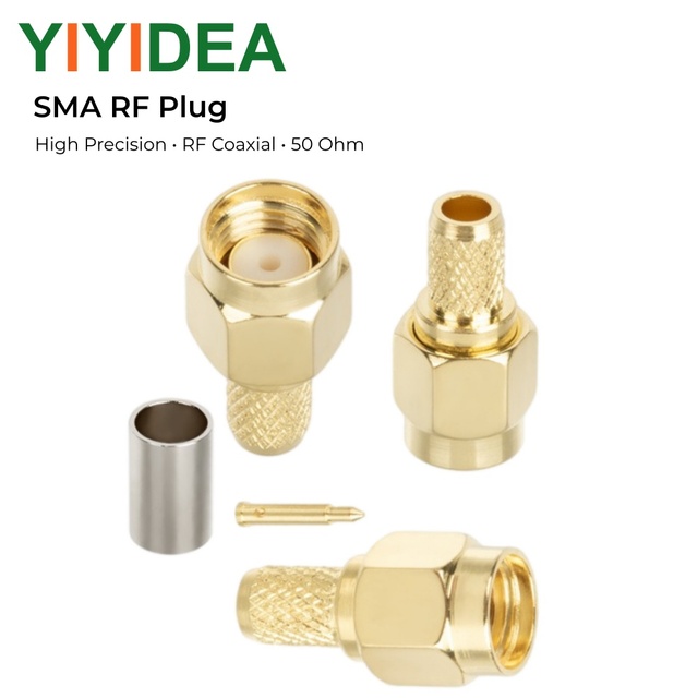 SMA-Type RF Connector Male Female Reversible Crimp for 50 / RG58 Coaxial Cable High-Frequency Signal Adapter Gold Plated Low
