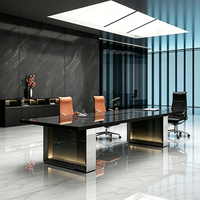 Table de conférence de bureau moderne KMJ pour 20 personnes, table rectangulaire longue peinte de luxe pour les négociations et la formation
