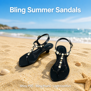 <span class=keywords><strong>Sandali</strong></span> <span class=keywords><strong>Estivi</strong></span> da Donna con Plateau, Suole Sexy in PVC, Scarpe Ortopediche Leggere di Marca con Brillantini - Product Image 1