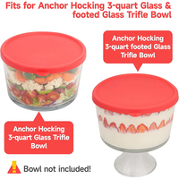 Couvercle de remplacement en silicone de qualité alimentaire pour bol à trifle en verre à pieds et peu profond Anchor Hocking 104 oz/3-quarts