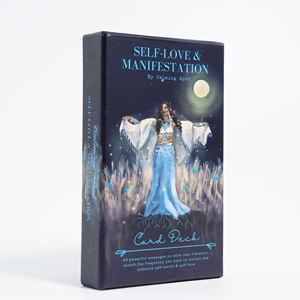 Tarjeta mate de papel de arte azul oscuro impresa personalizada, tarjeta de <span class=keywords><strong>Tarot</strong></span> de diosa elegante con caja magnética, tarjeta de dominio de Dios - Product Image 1