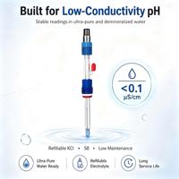 Électrode pH à faible conductivité pour testeur de conductivité de l'eau, mesure de l'eau ultra pure, jonction céramique, OEM ODM