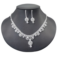Venta al por mayor boda flor Zirconia fina moda diamantes de imitación joyería collares pulseras pendientes conjuntos