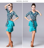 Ropa de rendimiento de alta calidad, vestido de baile de salón Latino a la moda para mujer, Falda corta de baile y Top para entrenamiento