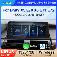 STWEI Reproductor Multimedia para Auto de 10.25 Pulgadas para X5 E70 X6 E71 CIC Linux, Unidad Principal con CarPlay Inalámbrico, Android, Bluetooth, GPS y Navegación