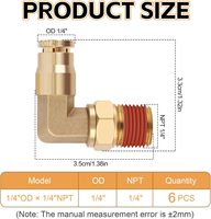 Raccords coudés à 90 degrés en laiton DOT, filetage 1/4"ODX1/4"NPT, pour conduites de frein à air, kits de suspension pneumatique et kits de réparation de flexibles d'air