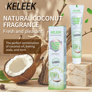 Dentifricio Biologico Keleek all'Olio di Cocco e <span class=keywords><strong>Bicarbonato</strong></span> di Sodio, Rimozione Macchie, Sbiancante, Pressato a Freddo, <span class=keywords><strong>Pulizia</strong></span> Profonda, Menta Fresca, Portatile <span class=keywords><strong>per</strong></span> Casa - Product Image 2