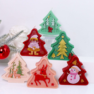 Moldes de silicona YS con relieve plano para velas de árbol de Navidad, moldes de fundición de yeso de Papá Noel, decoraciones DIY para hacer velas de aromaterapia - Product Image 6