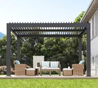 Pergola Gazebo 5x3 en aluminium blanc thermolaqué avec toit à lames orientables, résistante aux intempéries, pour balcon extérieur