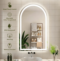 Miroir de salle de bain intelligent LED moderne de luxe avec fonction anti-buée, étanche, avec fonction mémoire pour la décoration de salle de bain et d'hôtel