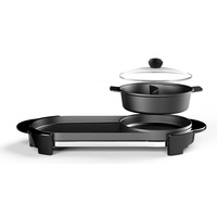 Gril coréen électrique sans fumée, combo barbecue et hot-pot/poêle à poisson, plaque de cuisson multifonction pour usage domestique, 2200W, haute efficacité énergétique