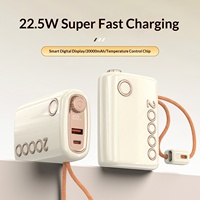 Batterie externe en alliage d'aluminium 20000 mAh avec câble rétractable intégré et cordon, charge rapide, chargeur portable – Vente en gros