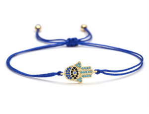 Evil Eye <span class=keywords><strong>Fil</strong></span> Rouge Mince <span class=keywords><strong>Bracelet</strong></span> En <span class=keywords><strong>Soie</strong></span> Avec Cuivre Micro Set Diamant Main Hamsa Kabbale Charme Pendentif Bijoux <span class=keywords><strong>Bracelet</strong></span> - Product Image 3
