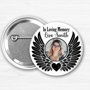 In liebevoller Erinnerung Benutzer definiertes Foto Devil Button Revers Memorial Angel Wings Begräbnis stifte zur Erinnerung an die Lebens feier - Product Image 3