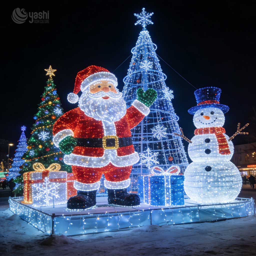 Lighted Santa Scene 照明装飾 Giant-Outdoor-Decoration-