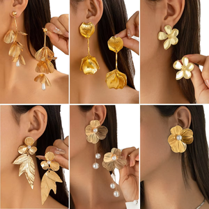 Orecchini Pendenti Trendy con Perle e Frange, Design Tridimensionale a Foglia <span class=keywords><strong>di</strong></span> Ginkgo Biloba, Adatti a Ogni Stile per Regali Dolci - Product Image 1