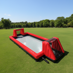 Terrain <span class=keywords><strong>de</strong></span> football gonflable géant noir et rouge <span class=keywords><strong>de</strong></span> 15x8m, <span class=keywords><strong>cage</strong></span> <span class=keywords><strong>de</strong></span> soccer Panna - Product Image 1