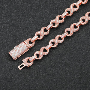 Nuevo Collar de Hip Hop Europeo Americano 2026 con Zirconia, Cadena de Oro Rosa de 10mm de Ancho con Diseño de 8 Palabras Ilimitadas, para Hombre y Mujer, Estilo Nicho - Product Image 4