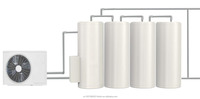 Chauffe-eau domestique à pompe à chaleur avec grande surface d'échange, chauffage au gaz, solaire et électrique, réservoir de stockage et de tamponnage