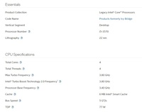 2024 Hot-Selling 4 Total Cores 4 Total Threads I5 3570 CPU Legacy Intel Core Processors for Computer