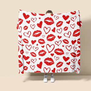 ผ้าห่มขนแกะผ้าสักหลาดสำหรับตกแต่งบ้านดีไซน์รูปหัวใจสำหรับคู่รักลายพิมพ์วันวาเลนไทน์งานตามสั่ง - Product Image 3