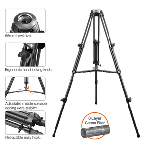 Trípode de Cámara de Video Portátil Ligero de Fibra de Carbono E-IMAGE EK790 - Product Image 4
