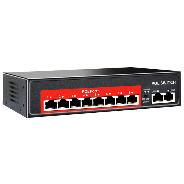 8 Port Gigabit PoE Switch 10/100Mbps Ethernet Network Switch Power Full Network Connectivity Stackable VLAN Support 2.0Gbps
