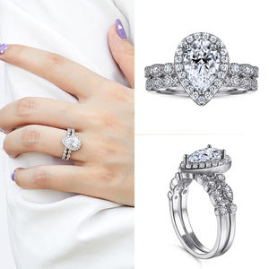 Fashion <b>Silver</b> Jewelry <b>Set</b> Rhodium Plated Pear Cut White Zirconia <b>Ring</b> Women Jewelry <b>Sets</b> for Party - Product Image 5