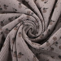 Tissu en velours côtelé imprimé floral brossé en gros, tissu en velours côtelé imprimé floral personnalisé pour robe