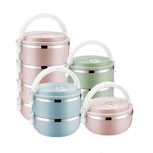 4 Sets Microwave Stainless Steel Lunch Box Travel Portable Bento Lunch Box Set Heat Resistant