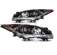 Pour Mazda 3 2010-2013, ensemble de phares, boîtier noir, lentille transparente, phare MA2518130, systèmes d'éclairage automobile