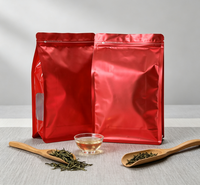 MOQ 5000 pièces Sacs en Mylar noir mat en plastique, pochettes verticales en aluminium avec fermeture éclair pour snacks et aliments, avec fenêtre transparente