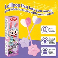 SWOOT Muziek Lollipop 2-pack Cartoon Vorm 3 Liedjes 2,5 Uur Suiker Vrij Aardbei Braambes 15g Individueel Verpakt Bever