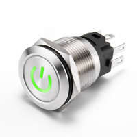 Interrupteur à bouton-poussoir LED lumineux 12V Max 5A à courant élevé en métal, momentané ou à enclenchement, IP65, électronique 12 16 19 22mm